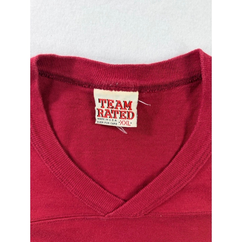 Vintage Washington Redskins Team Rated Shirt XXL USA Made 90s NFL V-Neck Red - Picture 5 of 11